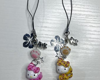 Gatito japonés kawaii guepardo leopardo hibisco pata calavera de gato y2k / lindos accesorios únicos, perfectos para llaves de coche, baratijas y regalos