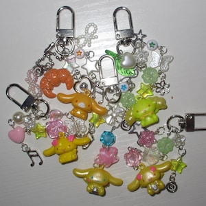 colorful cinnamon roll family keychain clip / cute unique accessories , perfect for car keys , trinkets , and gifts