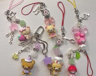 Gatito japonés, oso, bayas, comida kawaii, melodía Dior, mi dulce piano / lindos accesorios únicos, perfectos para llaves de coche, baratijas y regalos