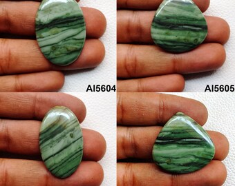 Green Zebra Jasper Cabochon, Green Zebra Jasper Gemstone, Natural Green Zebra Jasper Loose Stone For DIY Jewelry Making Stone