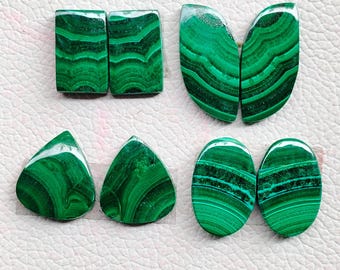 Natural Malachite Cabochon Matched Pair, Earring Jewelry Stone