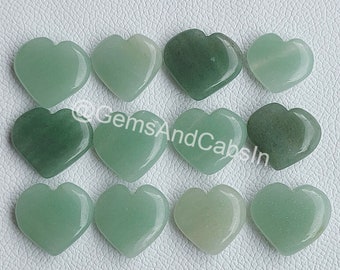 Cabochon a forma di cuore in avventurina verde lucida, cristallo tascabile (10 mm-30 mm)