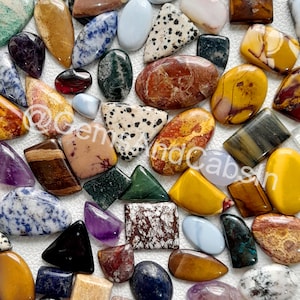 Gemstone Mixed Lot, Wholesale Mix Lot, Mix Cabochon Bulk Lot, Mix Shapes & Sizes Best for Starting Jewelry Making Stone Supplie