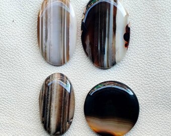 Black Banded Agate Cabochon, Loose Gemstone, Jewelry Stone
