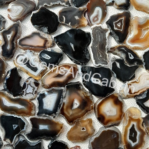 Tranche de cristal d'agate, tranche d'agate noire druzy, vente en gros de cristal d'agate, agate polie géode pour bijoux en fil métallique