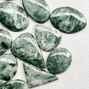 Wholesale Seraphinite Cabochon Lot, Seraphinite Gemstone, Natural Seraphinite Loose Crystal Stone For Ring, Pendant, Necklace Jewelry Stone