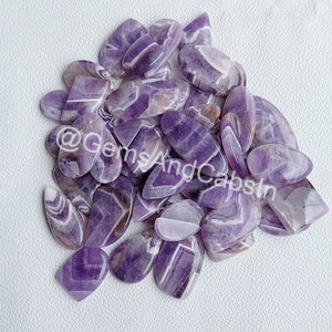 Chevron Amethyst Gemstone, Wholesale Amethyst Cabochon Lot, Mix Shapes & Sizes, Natural Amethyst Crystal Stone For DIY Jewelry Making Stone