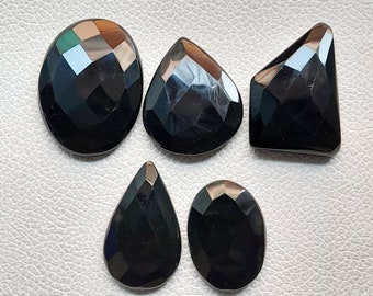 Faceted Black Onyx Gemstone, Natural Onyx Faceted Loose Gemstone, Onyx Faceted Cabochon, Black Onyx Crystal For Ring, Pendant, Jewelry Stone