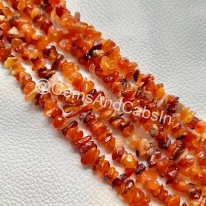 Carnelian Chip Beads, Natural Carnelian Uncut Beads, 36&quot; Carnelian Nuggets Crystal Beads, Carnelian Chips Beads For DIY Jewelry Making
