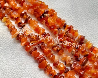 Carnelian Chip Beads, Natural Carnelian Uncut Beads, 36&quot; Carnelian Nuggets Crystal Beads, Carnelian Chips Beads For DIY Jewelry Making