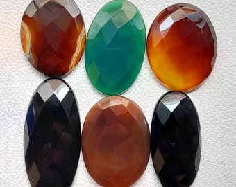 Faceted Onyx Gemstone, Onyx Faceted Loose Gemstone, Onyx Faceted Cabochon, Natural Onyx Crystal For Ring, Pendant, Jewelry Stone