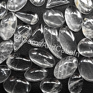 Clear Quartz Cabochon, Wholesale Quartz Crystal Loose Stone, Clear Quartz Gemstone Lot, Natural Clear Quartz For DIY Jewelry Making Stone