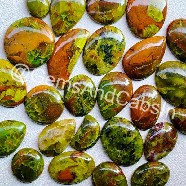 Green Opal Gemstone, Wholesale Green Opal Cabochon Lot, Natural Green Opal Crystal Stone For Pendant, Necklace Jewelry Making Stone