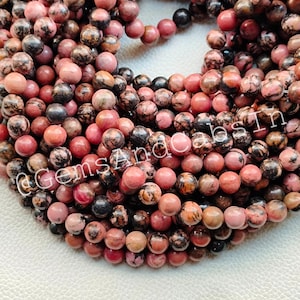 6mm to 12mm Rhodonite Round Beads,  Natural Gemstone Healing Crystal Beads, Wholesale Loose Round Beads For DIY Jewelry Making Stone