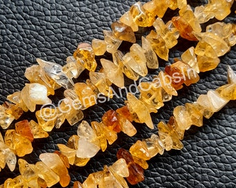 Natural Citrine Uncut Beads, Citrine Chip Beads, 36&quot; Citrine Nuggets Crystal Beads, Wholesale Bulk Citrine Chips Beads For Jewelry