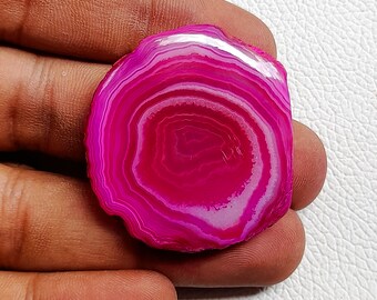 Banded Agate Slice Gemstone, Pink Banded Agate Slice, Natural Dyed Agate Slice, Geode Polished Slab, Wire Wrap Jewelry Stone, Home Decor