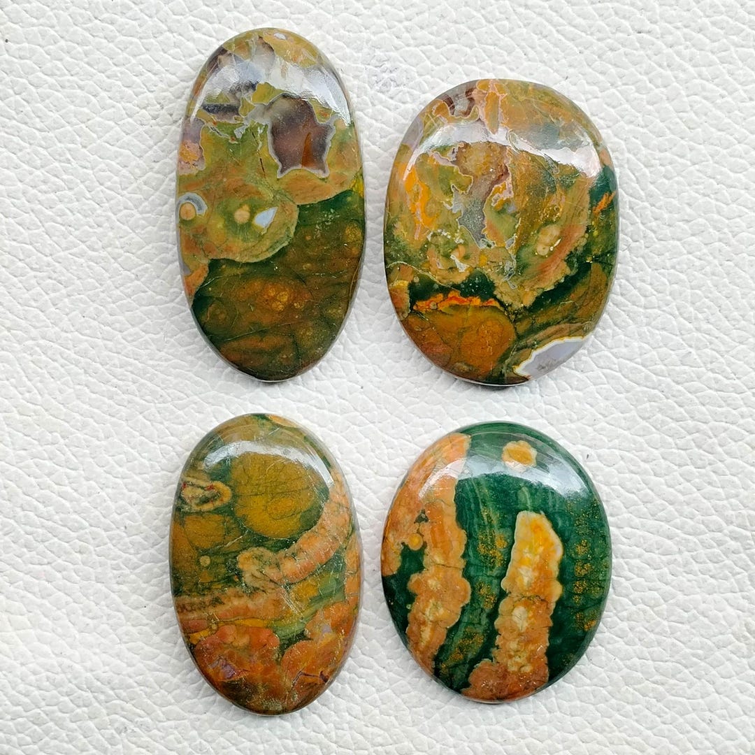 Pyroclastic Rhyolite Green Green Rhyolite Cabochon Lot, Natural Gemstone, Jewelry Making Stone ...