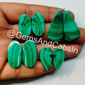 Natürliche Malachit-Matching-Paare, Malachit-Paar, Malachit-Edelsteinpaar, Malachit-Cabochon-Paar, für Ohrring-Schmuckherstellung