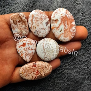 Rosita Jasper Cabochon Lot, Natural Loose Gemstones for Jewelry Making