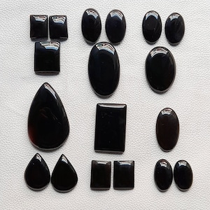 Natural Black Onyx Set Stone, Black Onyx Gemstone, Black Onyx Cabochon, Black Onyx Crystal For Earring, Pendant, Jewelry Making Stone