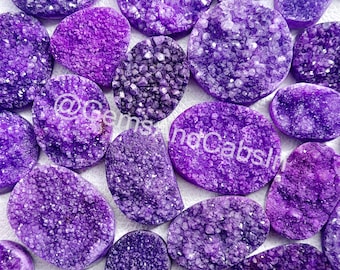Purple Druzy Agate Cabochon, Geode Gemstone Slice, Wire Wrap Jewelry