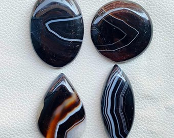 AAA Black Banded Agate Cabochon, Ring/Pendant Jewelry Stone