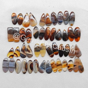 Montana Agate Pair, Montana Agate Gemstone Pair, Natural Agate Matching Pairs, Montana Agate Cabochon Pair, For Earring Jewelry Making Stone