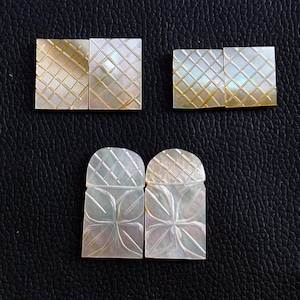 Mother of Pearl Shell Carving Gemstone, Mother of Pearl Carving Pair Cabochon, Mother of Pearl Shell Pair Crystal For Jewelry Making Stone