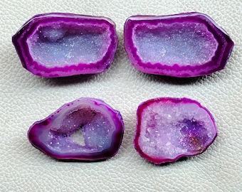 Dyed Pink Druzy Agate Slice, Polished Geode, Wire Wrapped Jewelry Stone