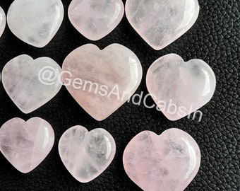 Rose Quartz Heart, Rose Quartz Heart Crystal, Wholesale Rose Quartz  Heart Cabochon, Rose Quartz  Puffy Heart For Jewelry Making Stone