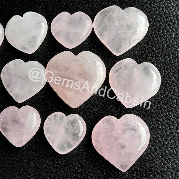 Rose Quartz Heart, Rose Quartz Heart Crystal, Wholesale Rose Quartz  Heart Cabochon, Rose Quartz  Puffy Heart For Jewelry Making Stone