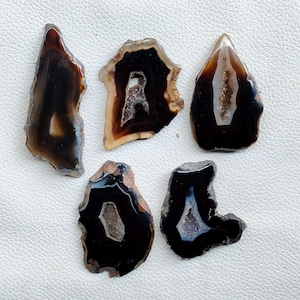 Window Druzy Agate Loose Gemstone, Natural Agate Druzy Stone, Geode Polished Druzy, Loose Black Agate Druzy Cabochon for Jewelry Stone