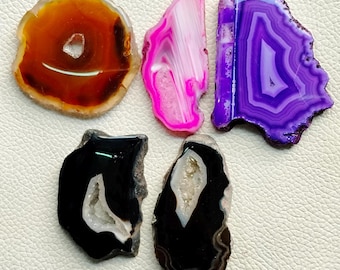 Polished Banded Agate Slice Gemstone, Wire Wrap Stone