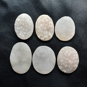 Window Druzy Agate Cabochon, Natural White Agate Druzy Stone, White Agate Druzy Gemstone, Geode Polished Druzy for Wirewrap Jewelry Stone