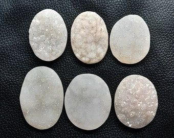 Window Druzy Agate Cabochon, Natural White Agate Druzy Stone, White Agate Druzy Gemstone, Geode Polished Druzy for Wirewrap Jewelry Stone