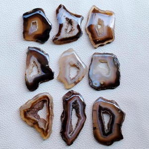 Banded Agate Slice, Black Window Agate Slice Gemstone, Natural Agate Slice Stone, Agate Polished Slice, Wire Wrap Jewelry Making Stones