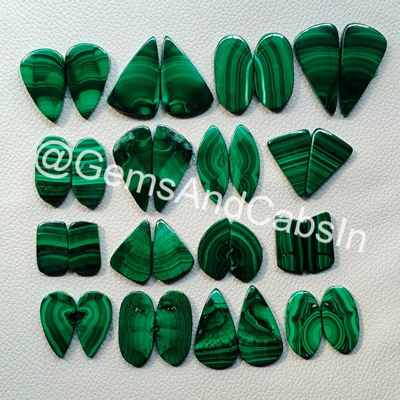 Natural Malachite Pair Lot, Gemstone Matching Pairs For Earring Jewelry Stone