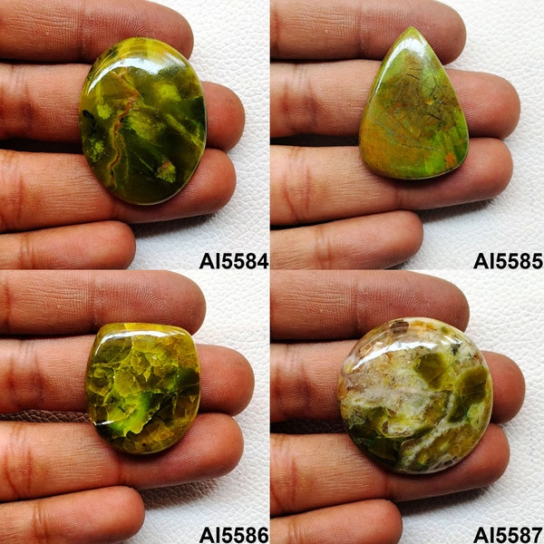 Green Opal Loose Cabochon, Natural Green Opal Crystal Stone, Green Opal Gemstone For Ring, Pendant, Necklace Jewelry Making Stone