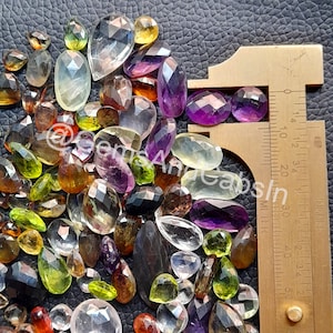 Cut Loose Gemstone, Natural Mixed Semiprecious Gemstones, Multi-Color Faceted Stone, Mix Shape Gemstone Birthstone For Jewelry Making Stone