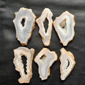 Loose Window Agate Druzy Slice, Window Agate Raw Slice, White Agate Slice Druzy Gemstone, Agate Rough Slab for Wirewrap Jewelry Stone