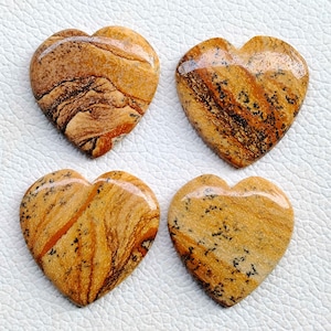 Pocket Heart Jasper, Picture Jasper Crystal Heart, Picture Jasper Puffy Heart, Picture Jasper Heart Cabochon For Jewelry Making Stone