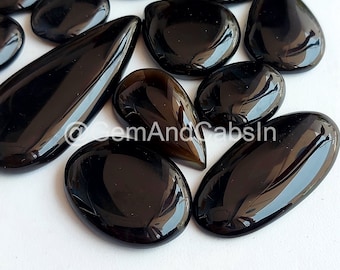 Natural Black Onyx Cabochon Lot, Mix Size, Jewelry Making Stone