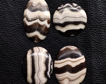 Natural Zebra Calcite Cabochon, Striped Gemstone for Jewelry