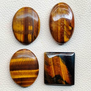 Tiger's Eye Gemstone, Natural Tiger Eye Stone, AAA Tigers Eye Cabochon, Tigers Eye Healing Crystal For Ring, Pendant, Jewelry Making Stone
