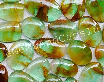 Wholesale Green Fluorite Cabochon Lot, Natural Gemstone Crystals