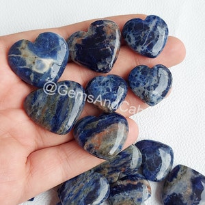 Sodalite Puffy Heart, Sodalite Heart, Sodalite Crystal, Wholesale Sodalite Heart Cabochon, Sodalite Pocket Heart For Jewelry Making Stone