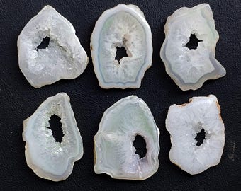 White Window Agate Druzy Slice, Polished Geode Slab, Wirewrap Stone