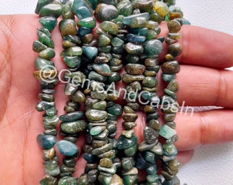 Filo di perle di giada verde naturale, lunghezza 91 cm (36 pollici), grado AAA.