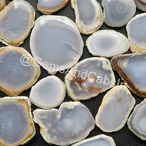 Blue Chalcedony Slice, Natural Chalcedony Slice Gemstone, Bulk Slice Crystal Wholesale, Geode Polished Slabs for Wirewrap Jewelry Stone