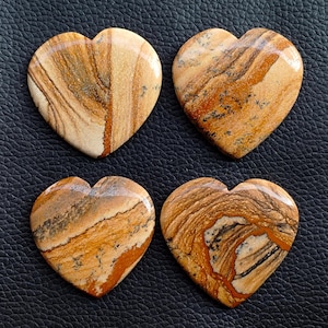 Picture Jasper Crystal Heart, Picture Jasper Heart, Picture Puffy Heart, Picture Jasper Heart Cabochon, Pocket Heart For Jewelry Stone